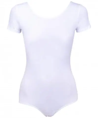 Купальник гимнастический к/рукав белый 140 х/б